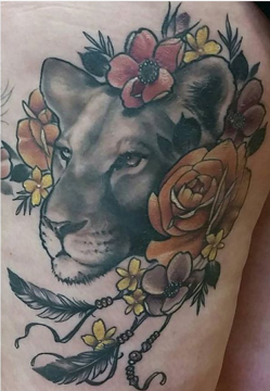 Lioness & Flowers | Rites of Passage Tattoo