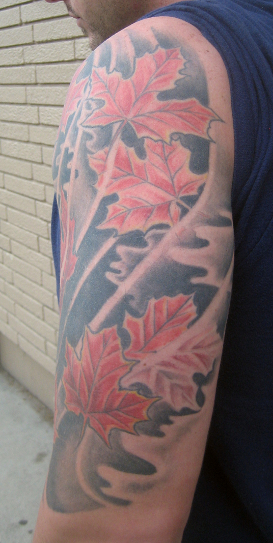 Geometric maple leaf by tattooist yeontaan - Tattoogrid.net